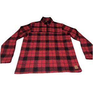 John Wayne Stock & Supply Red/Black Plaid 1/4 Zip Sz Large Pullover  Jacket Mens